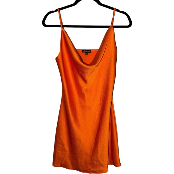 Shinestar‎ Women’s Mini Dress Sleeveless Spaghetti Strap Textured Orange - Picture 1 of 5